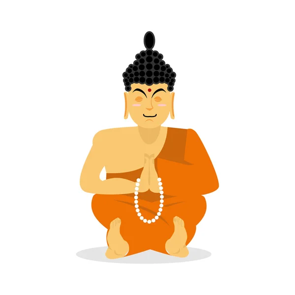 Buddha meditiert isoliert. indischer Gott auf weißem Hintergrund. stat — Stockvektor