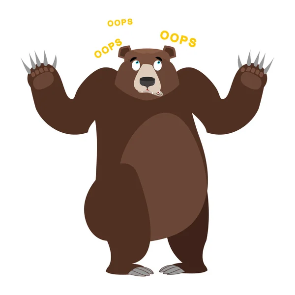 Urso surpreso OOPS. Grizzly perplexo. Atingido por grande anima selvagem —  Vetores de Stock