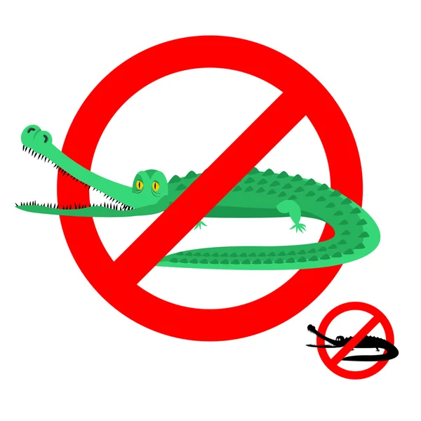 Stop krokodil. Verboden Alligator. StrikeThrough Kaaiman. Embl — Stockvector