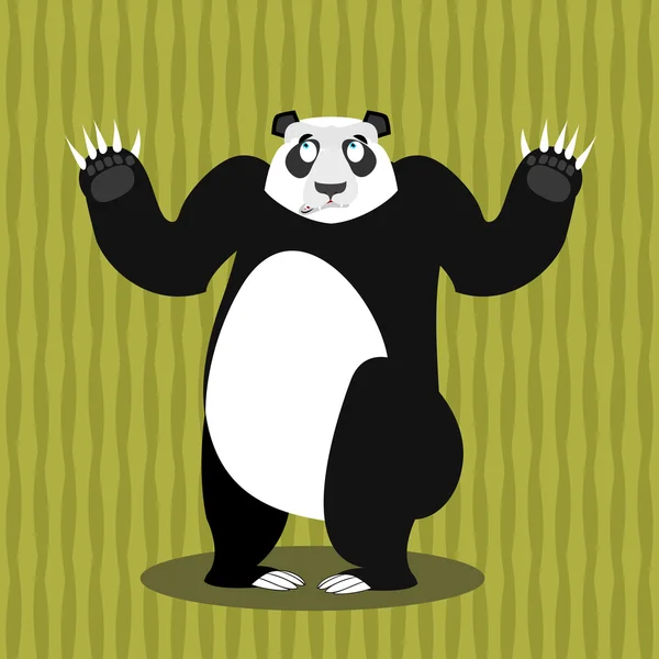 Überraschte Panda-Hoppla. Ratloser chinesischer Bär. von einem Wildschwein getroffen — Stockvektor