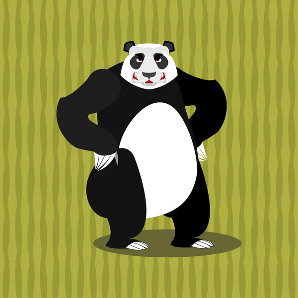 Panda enojado. Oso chino furioso. Animal furioso. Agresivo wi — Vector de stock