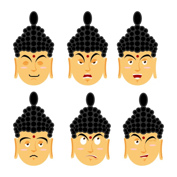 Эмоции Будды. Набор выражений от индийского бога. Добро и зло — стоковый вектор