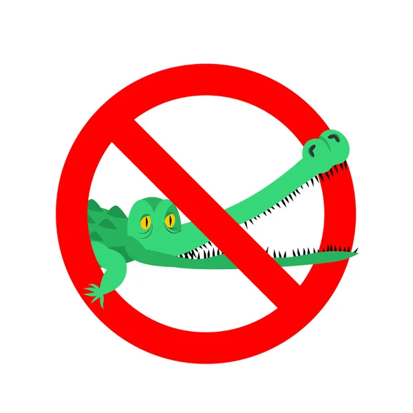 Stop krokodil. Verboden Alligator. StrikeThrough Kaaiman. Embl — Stockvector