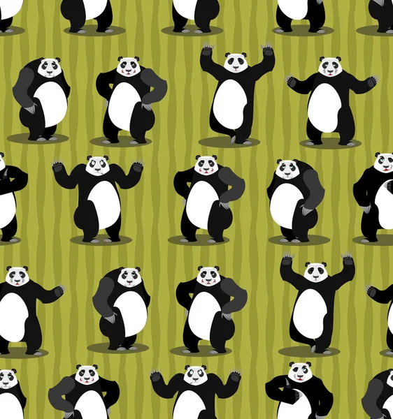 Patrón sin costuras Panda. Adorno de oso chino. Conjunto animal salvaje . — Vector de stock