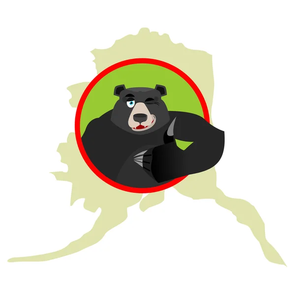 Baribal oso negro americano y Alaska. Grizzlies mostrando pulgares — Archivo Imágenes Vectoriales