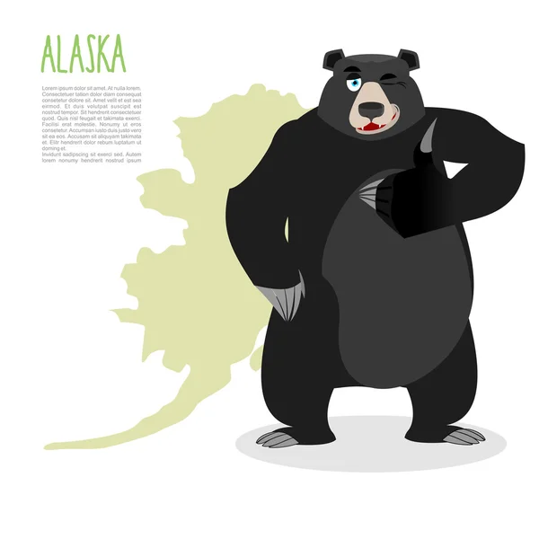 Baribal oso negro americano y Alaska. Grizzlies mostrando pulgares — Vector de stock