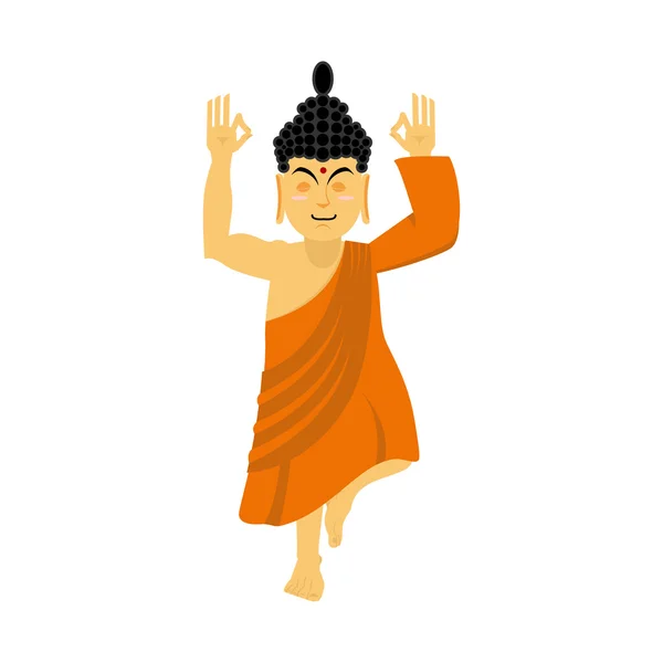 Buddha elszigetelten meditál. Indiai Isten fehér alapon. Stat — Stock Vector