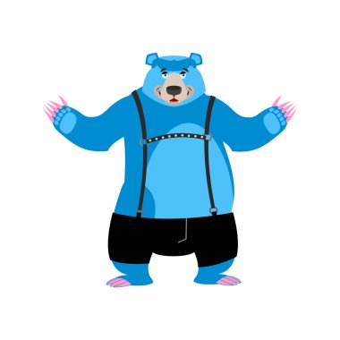 Gay blue bear animal symbol of sexual community. Big strong  Ton clipart