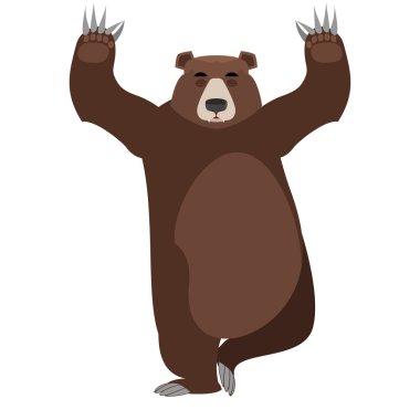 Ayı meditasyon yapar. Beyaz arka planda vahşi hayvanlar. Nirv durumu