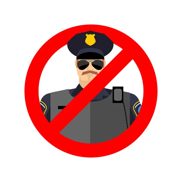 Stop cop. It is forbidden by police. Strikethrough constabulary. — Stock Vector
