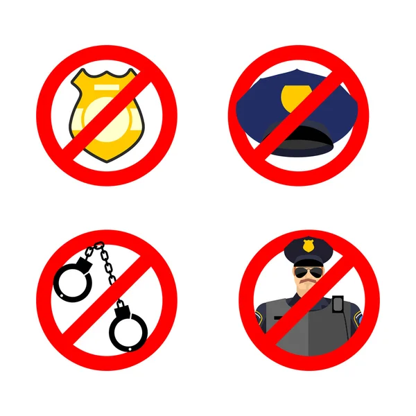 Stop COP set-pictogram. Het is verboden door de politie. StrikeThrough Poli — Stockvector