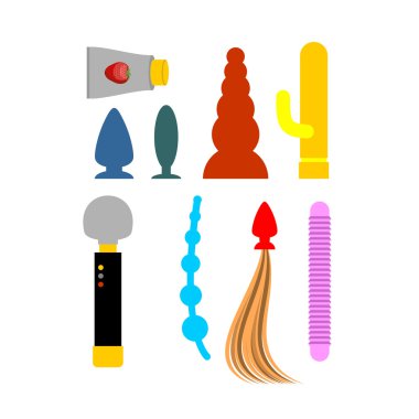 Seks oyuncakları seti. dildos ve vibratörler. Aksesuarlar Yetişkin oyunları
