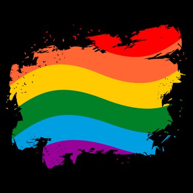 LGBT bayrak grunge tarzı. Fırça darbeleri ve mürekkep sıçraması. Sembol o