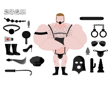 Seks kölesi Bdsm ve sextoys seti. Aksesuarlar sadist mazoşist lov