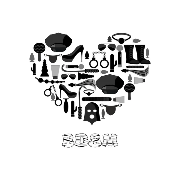 Me encanta el BDSM. Icono fetichista en forma de corazón. Emblema para los fans de — Vector de stock