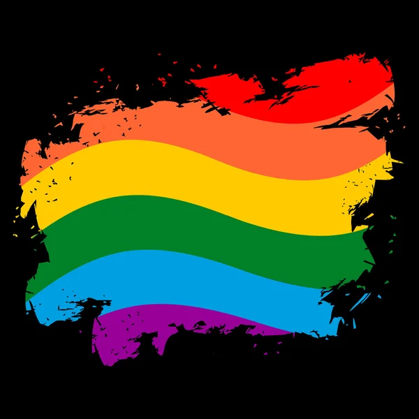 Estilo grunge bandera LGBT. Pinceladas y salpicaduras de tinta. Símbolo o — Archivo Imágenes Vectoriales