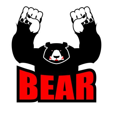 Kızgın ayı. Agresif Grizzly. Logo büyük canavar. gazabına uğrayan vahşi bir