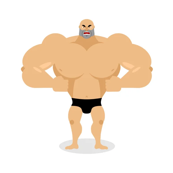 Angry Muscled. Aggressive bodybuilder on white background. grump — Stock Vector