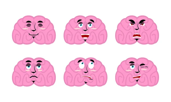 Le cerveau des émotions. Définir émoji avatar cerveaux. Bon et mauvais esprit. Maladie — Image vectorielle