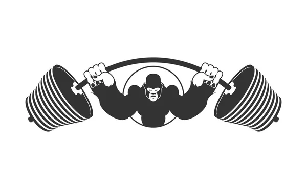 Kızgın güçlü Gorilla ve Barbell. atlet Agresif büyük maymun — Stok Vektör