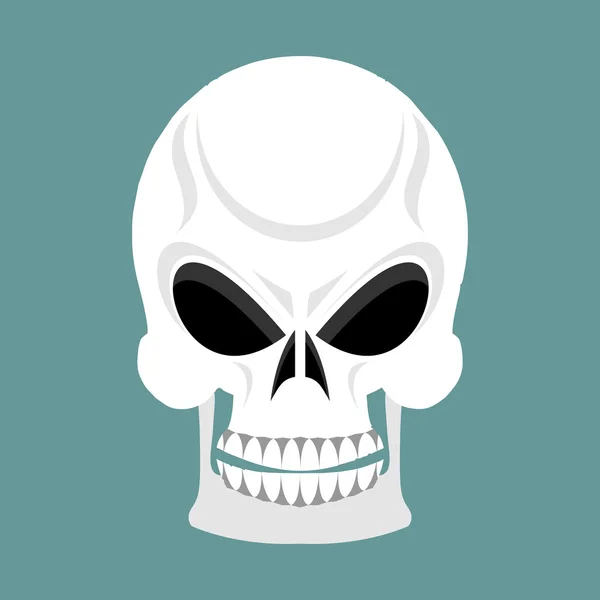 Crânio com sorriso. cabeça de esqueleto isolada. crânio em verde backgr — Vetor de Stock
