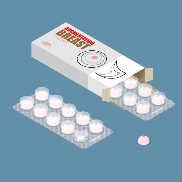 Vitamíny z prsu. Tabletky. Tablety v balíku. — Stockový vektor