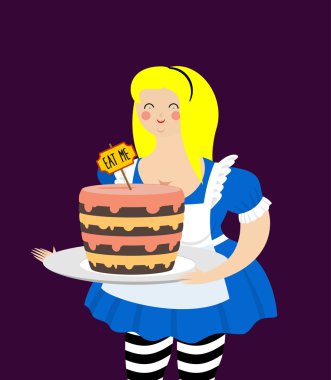 Alice Harikalar Diyarında. Kek beni ye. Şişman ve yaşlı neşeli kadın