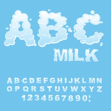ABC süt. beyaz sıvı harfler. Sıvı lettring. w krem yazı tipi