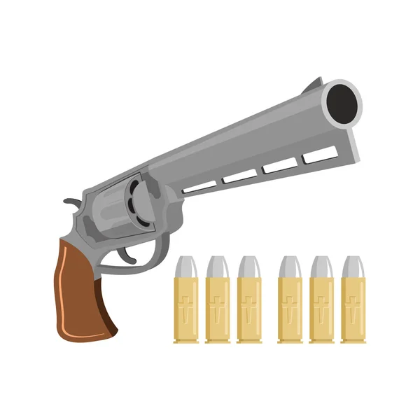 Pistool met zilveren kogels. Revolver voor vampier jager. Exterminat — Stockvector