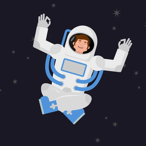 Yoga Space. astronaut meditating in open space. Cosmonaut Zen an — 图库矢量图片