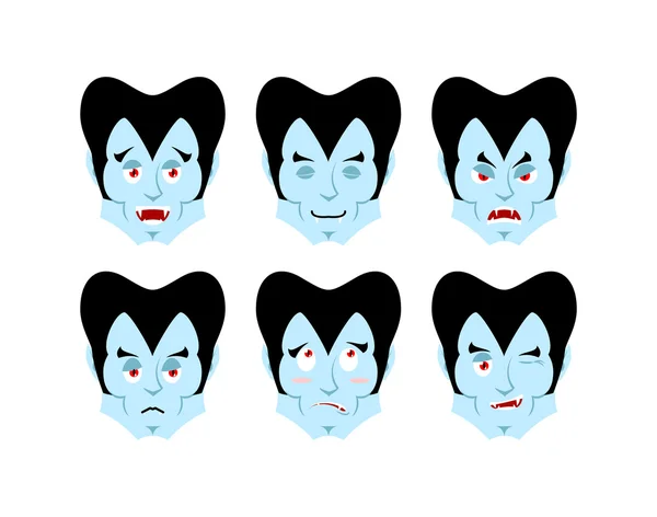 Emociones de Drácula. Establecer expresiones avatar vampiro. Bien y mal . — Vector de stock