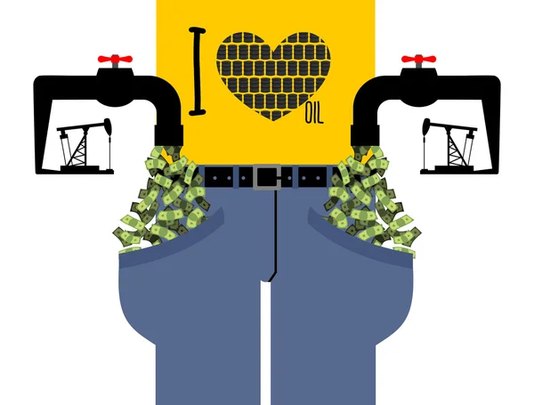 Parayla musluk. Petrol derrick pompaları boru nakit. d ile cep — Stok Vektör