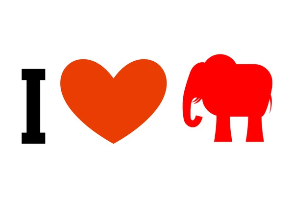 Amo a los republicanos. Símbolo de elefante y corazón. Póster para elec — Vector de stock