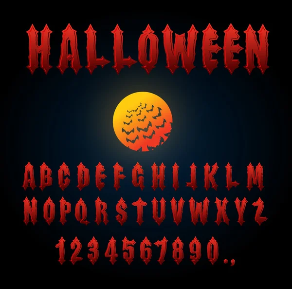 Halloween font. Ancient alphabet. Blood Gothic letters. Vintage — Stock Vector
