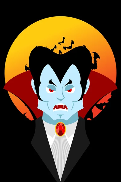 El conde Drácula y la luna. Malvado vampiro. Un demonio agresivo. Póster f — Vector de stock