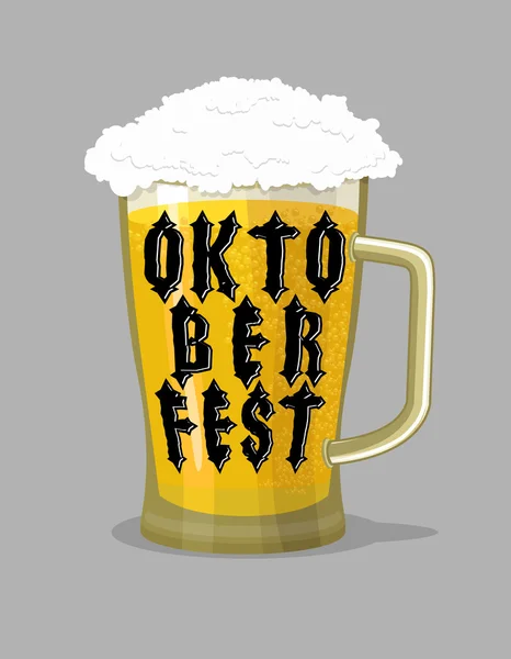 Oktoberfest typografie. Mok bier en belettering. Alcohol voor Nati — Stockvector