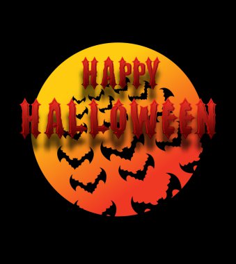 Cadılar Bayramı ve ay. Yarasalar geceleri sinek. İçin korkunç bir amblem ve t