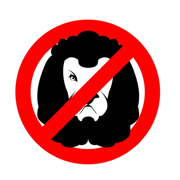 Stop lion. Prohibited wild animal. Emblem against predator. Red — Stock Vector