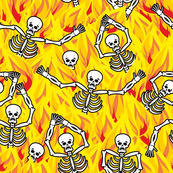 Bűnösök in hell varrat nélküli mintát tűz. halott a pokol. Csontváz — Stock Vector