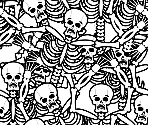 Syndare sömlösa mönster. Skelettet i helvetet bakgrund. Prydnad — Stock vektor