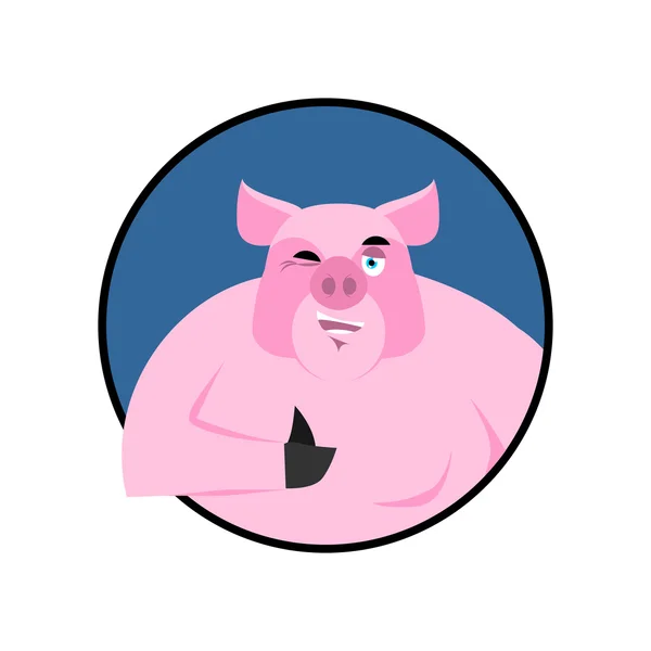 豚も、ウィンクの親指標識は、すべての権利。陽気なイノシシ。Ha — ストックベクタ