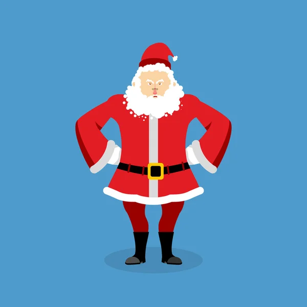 O Pai Natal zangado. Avô agressivo com barba em terno vermelho — Vetor de Stock