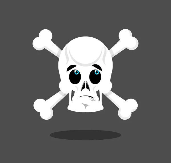 Surprised skull emotion. Crossbones. Discouraged skeleton head — Stock Vector