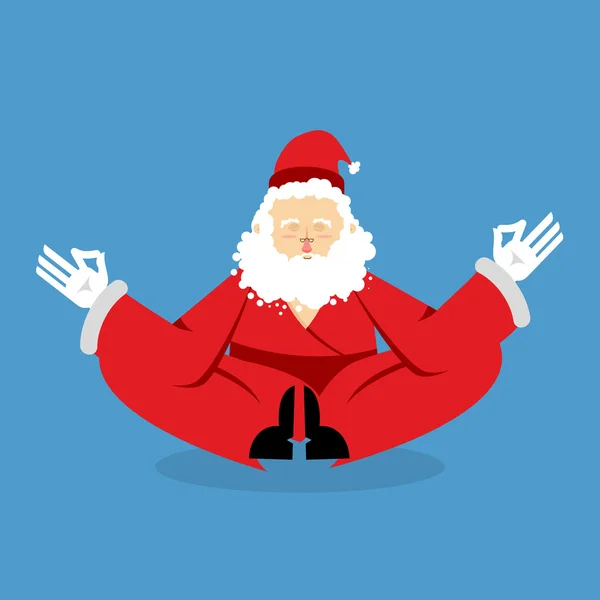 Kerstman mediteren. Kerst yoga. Status van Nirvana en enlighte — Stockvector