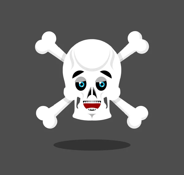 Happy skull emotion. Crossbones. lucky skeleton head