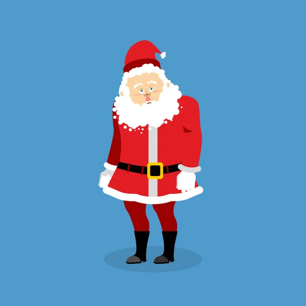 Triste Santa Claus. Abuelo con barba en traje rojo triste. aflicción — Archivo Imágenes Vectoriales