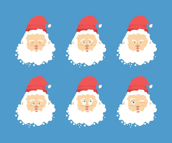 Santa Claus emociones establecidas. Expresión de carácter navideño. Enojado — Archivo Imágenes Vectoriales