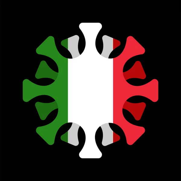 Коронавирус Италии Microbe Covid 2019 Итальянском Флаге Мировая Эпидемия Пандемия — стоковый вектор