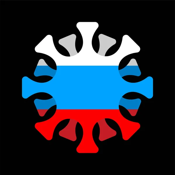 Коронавирус России Микроб Ковид 2019 Российским Флагом Мировая Эпидемия Пандемия — стоковый вектор