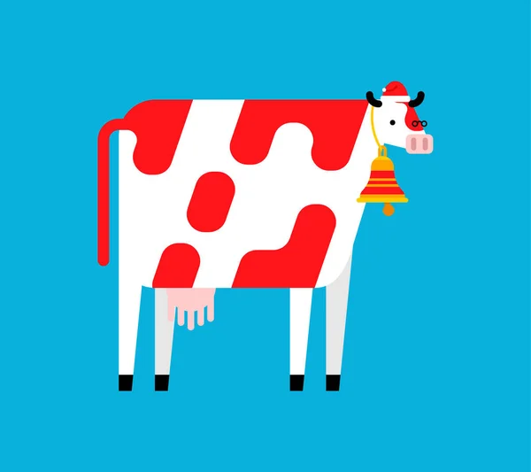 Vaca Pai Natal Touro Roupas Vermelhas Ano Novo Ilustração Natal — Vetor de Stock
